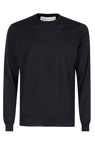 Filippo De Laurentiis Girocollo ml R Merino In Blu