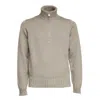 Filippo De Laurentiis Half-zip Merino Wool Sweater With Ribbed Detailing In Gray