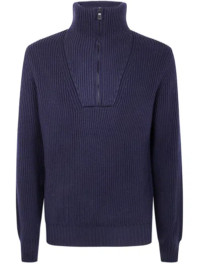 Filippo De Laurentiis Half Zip  Sweater In Blue