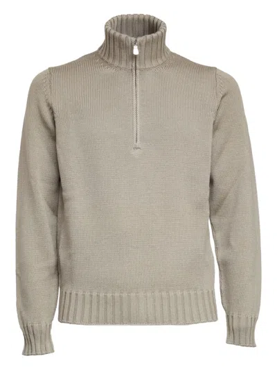 Filippo De Laurentiis Half-zip Wool Sweater In Brown
