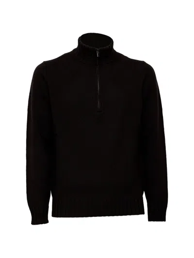 Filippo De Laurentiis Half-zip Merino-wool Sweater In Black