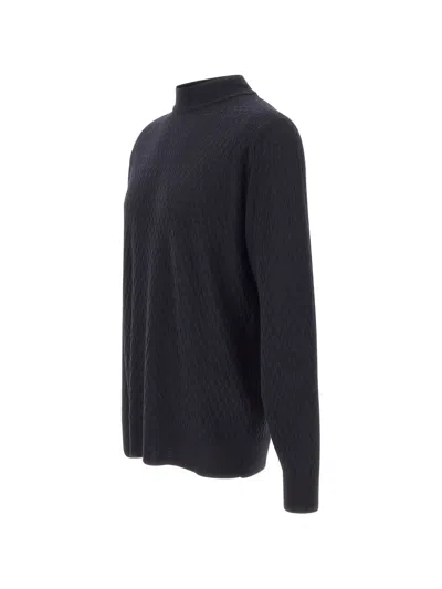 Filippo De Laurentiis Herringbone-knit Mock-neck Sweater In Black