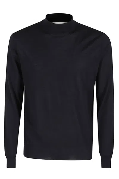 Filippo De Laurentiis High Collar Merino Wool Pullover In Blue