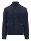 Filippo De Laurentiis High-neck Pocket Cardigan In Blue