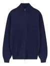 Filippo De Laurentiis High-neck Zip-up Cardigan In Blue