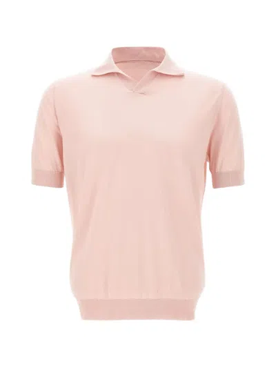 Filippo De Laurentiis Knitted Polo-collar T-shirt In Pink