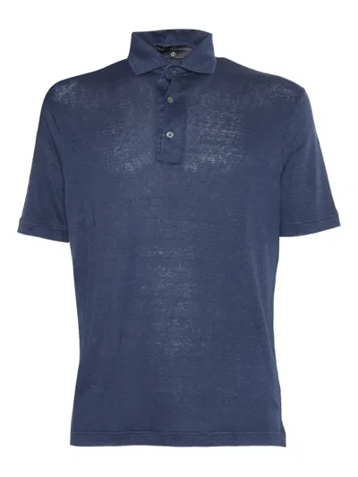 Filippo De Laurentiis Linen Polo Shirt In Blue