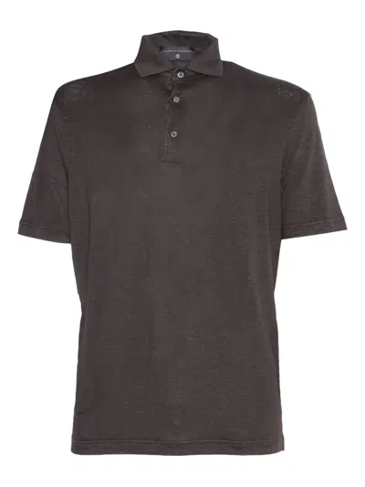 Filippo De Laurentiis Linen Polo Shirt In Brown