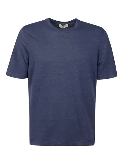 Filippo De Laurentiis Linen Short-sleeve T-shirt In Blue