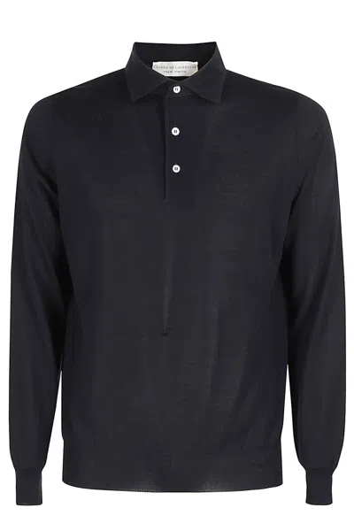 Filippo De Laurentiis Long-sleeved Wool Polo In Blue
