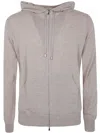 Filippo De Laurentiis Long Sleeves Cashmere Wool Full Zip Hoodie In Beige
