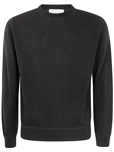 Filippo De Laurentiis Long Sleeves Cashmere Wool Round Neck Sweatshirt In Black
