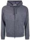 Filippo De Laurentiis Long Sleeves Hoodie Fullzip In Grey