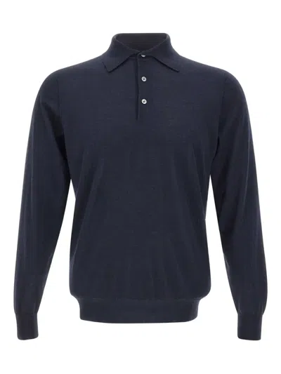 Filippo De Laurentiis Long-sleeves Polo Shirt In Blue