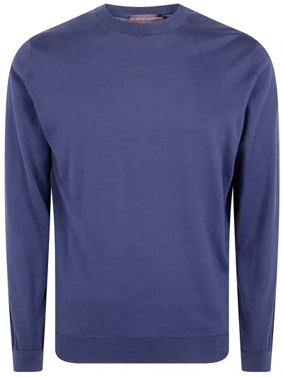 Filippo De Laurentiis Long Sleeves Round Neck Sweater In Blue