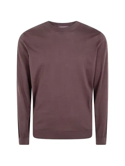 Filippo De Laurentiis Long Sleeves Round Neck Sweater In Brown