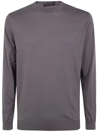 Filippo De Laurentiis Long Sleeves Round Neck Sweater In Brown