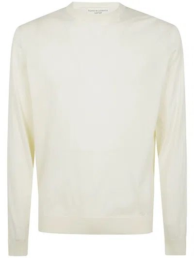 Filippo De Laurentiis Long Sleeves Round Neck Sweater Clothing In White