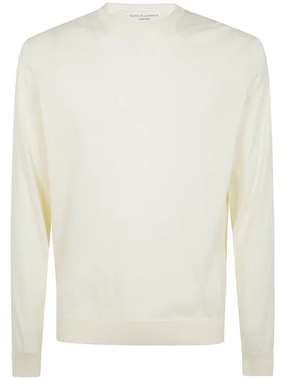Filippo De Laurentiis Long Sleeves Round Neck Sweater In Metallic