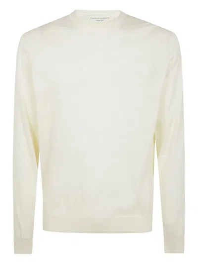 Filippo De Laurentiis Long Sleeves Round Neck Sweater In White