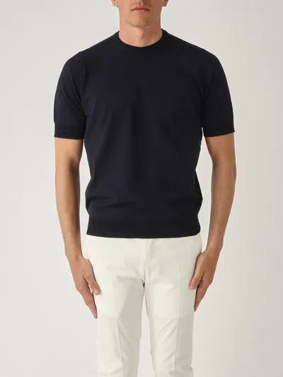 Filippo De Laurentiis Maglia Girocollo M/c In Crepe Cotton Con Balza T-shirt In Black