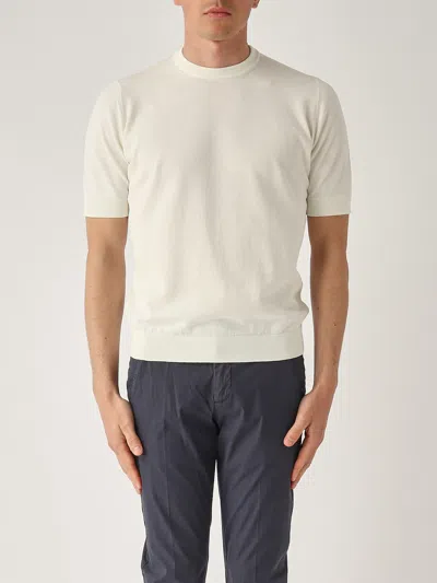 Filippo De Laurentiis Maglia Girocollo M/c In Crepe Cotton Con Balza T-shirt In White