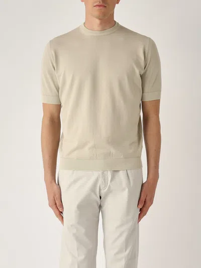 Filippo De Laurentiis Maglia Girocollo M/c In Crepe Cotton Con Balza T-shirt In Neutral
