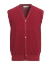 Filippo De Laurentiis Man Cardigan Brick Red Size 42 Cotton In Red