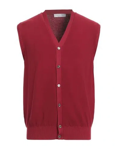 Filippo De Laurentiis Man Cardigan Brick Red Size 42 Cotton