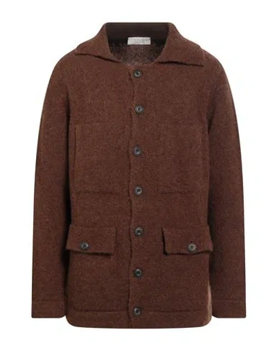 Filippo De Laurentiis Man Cardigan Brown Size 42 Alpaca Wool, Wool, Polyamide