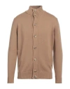 Filippo De Laurentiis Man Cardigan Camel Size 42 Merino Wool In Beige