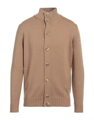 Filippo De Laurentiis Man Cardigan Camel Size 42 Merino Wool In Beige