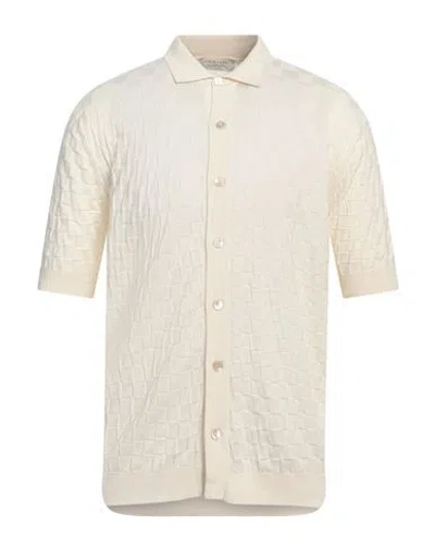 Filippo De Laurentiis Man Cardigan Cream Size 46 Cotton