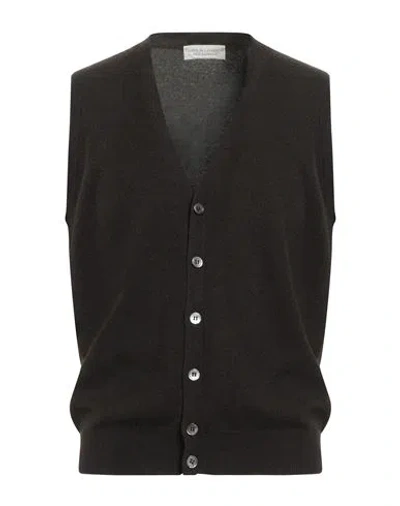 Filippo De Laurentiis Man Cardigan Dark Brown Size 40 Merino Wool, Cashmere