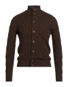 Filippo De Laurentiis Man Cardigan Dark Brown Size 44 Cotton In Brown