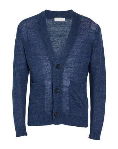 Filippo De Laurentiis Man Cardigan Navy Size 36 Linen, Silk In Blue
