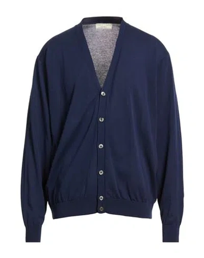 Filippo De Laurentiis Man Cardigan Navy Size 50 Cotton In Blue