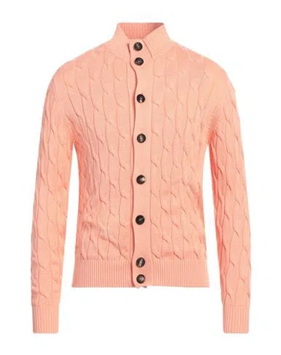 Filippo De Laurentiis Man Cardigan Salmon Pink Size 42 Cotton