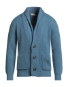 Filippo De Laurentiis Man Cardigan Slate Blue Size 38 Merino Wool