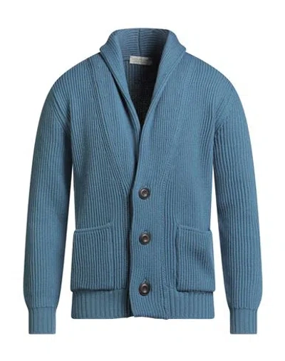 Filippo De Laurentiis Man Cardigan Slate Blue Size 38 Merino Wool In Blue