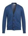 Filippo De Laurentiis Man Cardigan Slate Blue Size 46 Cotton In Blue