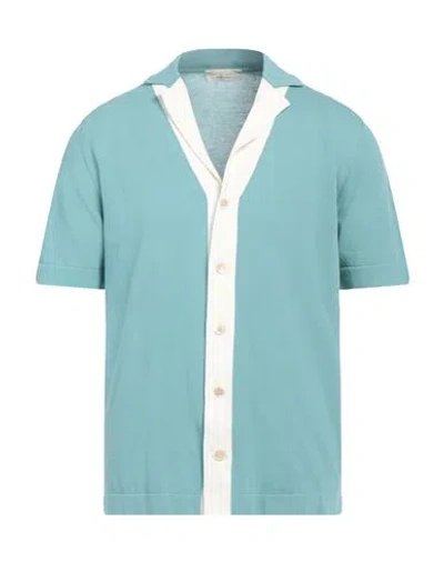 Filippo De Laurentiis Man Cardigan Turquoise Size 42 Cotton In Blue