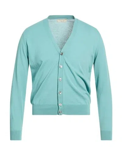 FILIPPO DE LAURENTIIS FILIPPO DE LAURENTIIS MAN CARDIGAN TURQUOISE SIZE 46 COTTON