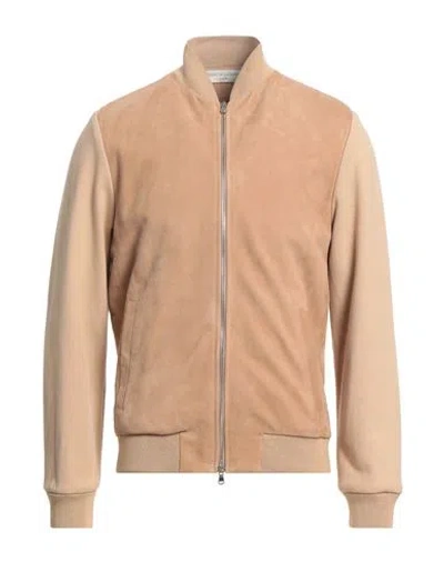 Filippo De Laurentiis Man Jacket Sand Size 38 Cotton, Leather