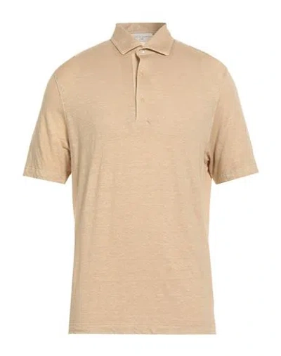 Filippo De Laurentiis Man Polo Shirt Beige Size 42 Linen, Elastane