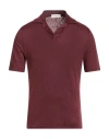 Filippo De Laurentiis Man Polo Shirt Burgundy Size 42 Linen, Elastane In Burgundy