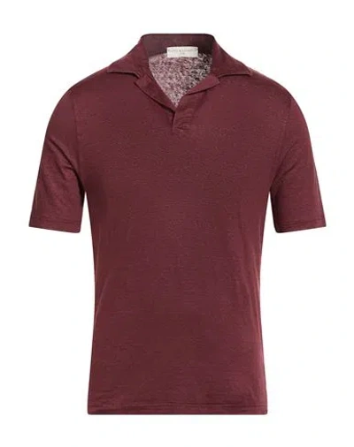 Filippo De Laurentiis Man Polo Shirt Burgundy Size 42 Linen, Elastane
