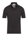 Filippo De Laurentiis Man Polo Shirt Charcoal Size 44 Linen, Elastane In Black