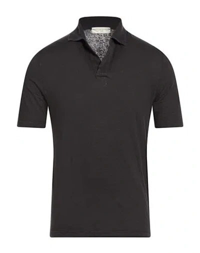 Filippo De Laurentiis Man Polo Shirt Charcoal Size 44 Linen, Elastane In Black