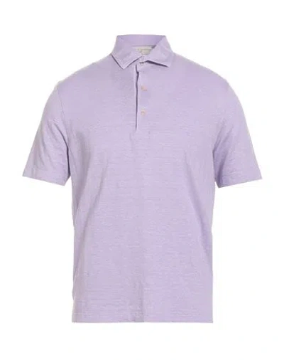 Filippo De Laurentiis Man Polo Shirt Lilac Size 42 Linen, Elastane In Purple